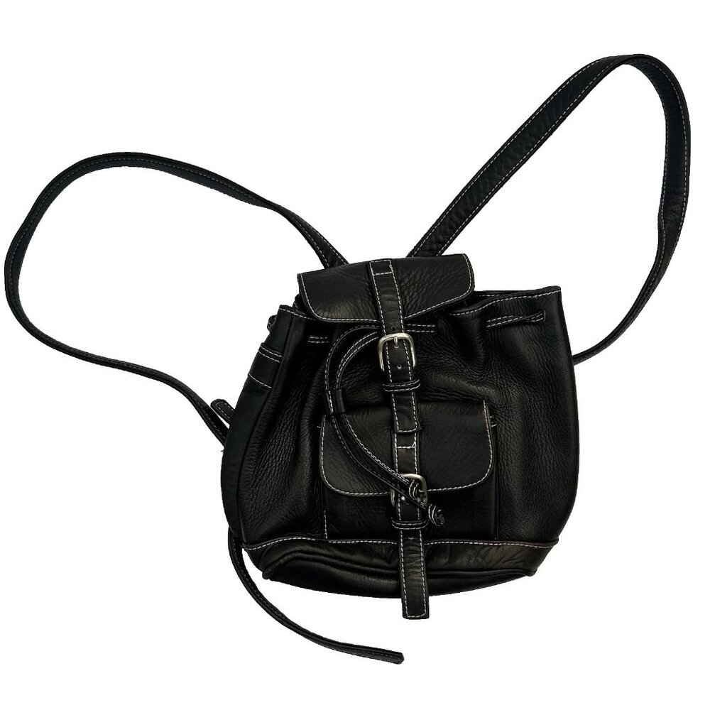 Village Tannery NYC Designs By Sevestet Black Mini Pebbled Leather Backpack